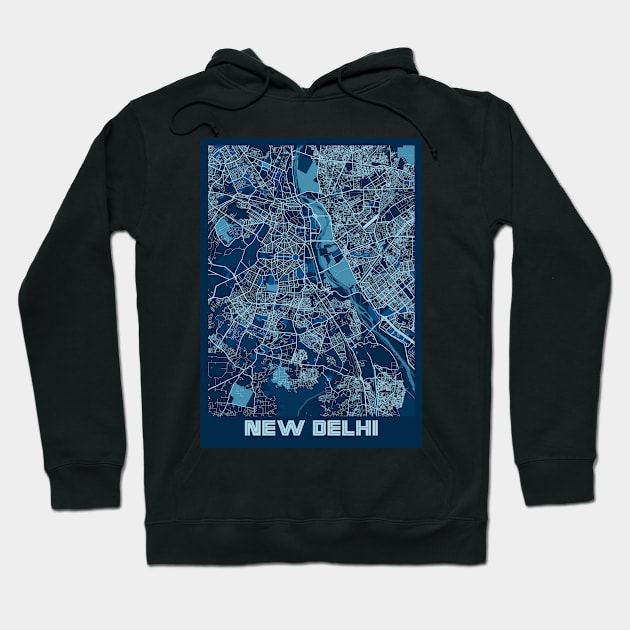 New Delhi - India Peace City Map Hoodie by tienstencil